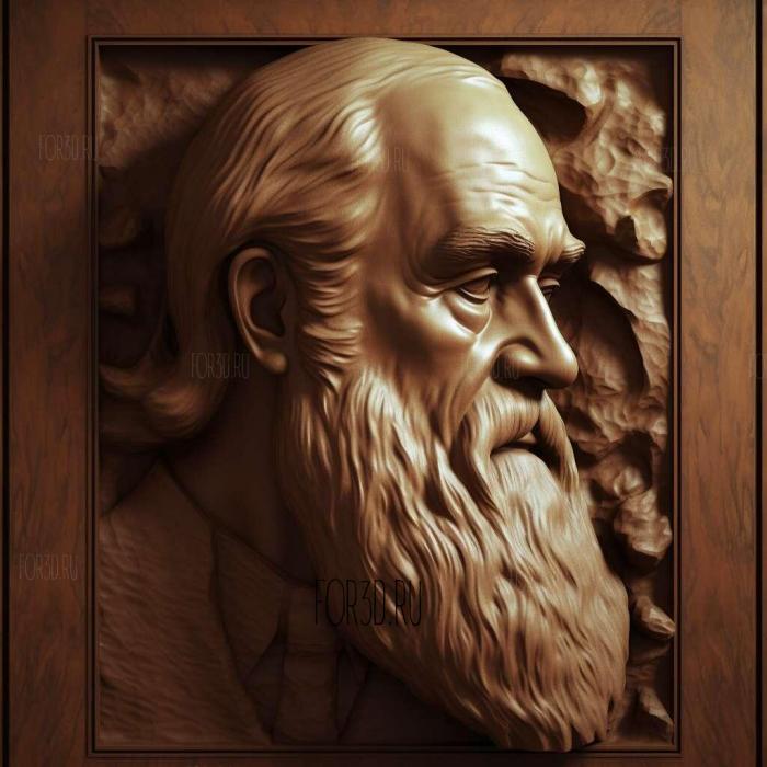 Charles Darwin 4 stl model for CNC